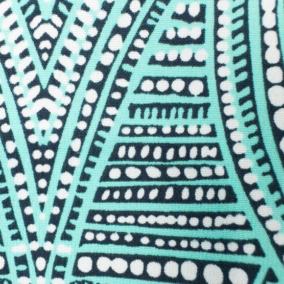 Catherines Button Front Top 3/4 Roll Tab Sleeve Womens 3X Aqua Green Geo Print - Picture 9 of 16